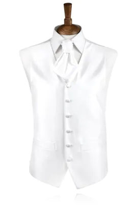 Boys White Dupion Vest