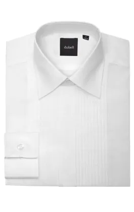 Boys Laydown Collar Pleated Front Tuxedo Shirt