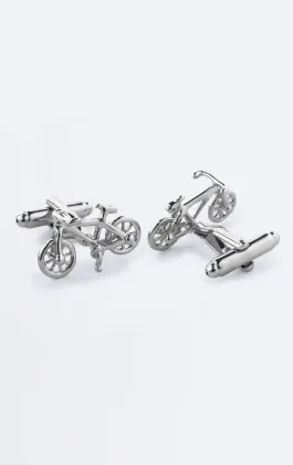 Silver Colored Bicycle Cufflinks