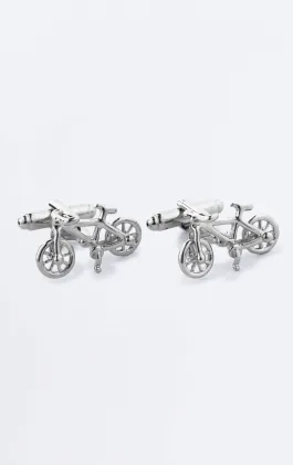 Silver Colored Bicycle Cufflinks