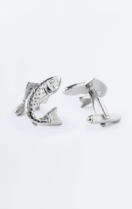 Silver Colored Fish Cufflinks