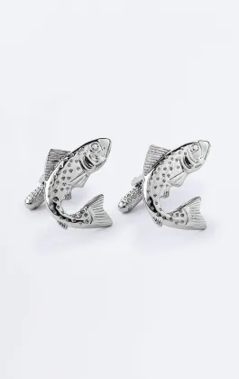 Silver Colored Fish Cufflinks