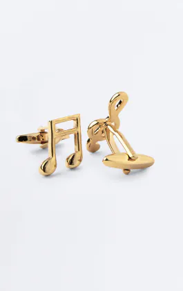 Gold Colored Treble Clef & Music Note Cufflinks