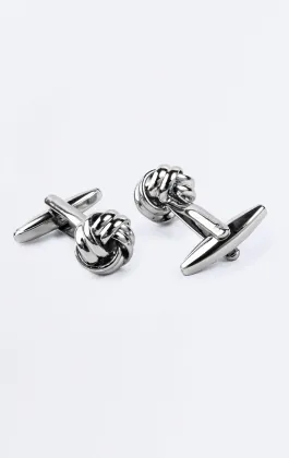 Silver Colored Large Knot Cufflinks