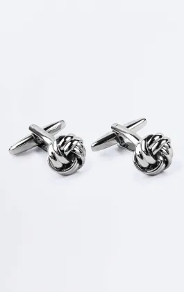 Silver Colored Large Knot Cufflinks