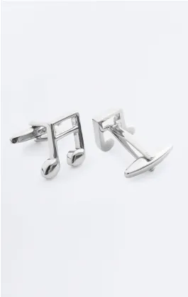 Silver Colored Music Note Cufflinks