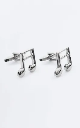 Silver Colored Music Note Cufflinks