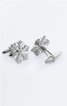 Silver Colored Snow Flake Cufflinks