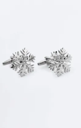 Silver Colored Snow Flake Cufflinks