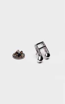 Silver Colored Music Note Lapel Badge