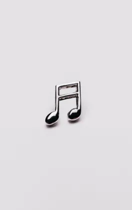 Silver Colored Music Note Lapel Badge