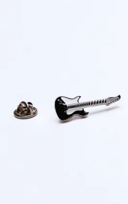 Black and White Guitar Lapel Badge