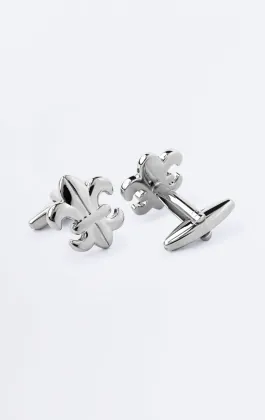 Silver Colored Fleur De Lis Cufflinks