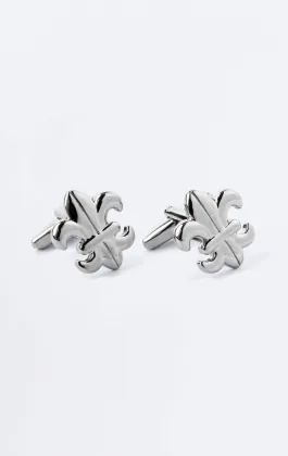 Silver Colored Fleur De Lis Cufflinks