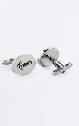 Silver Colored Groom Cufflinks