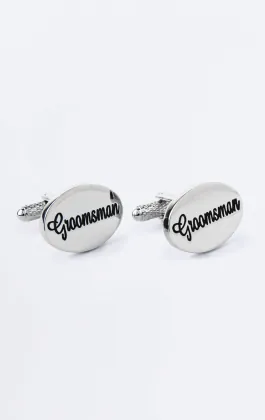 Silver Colored Groomsman Cufflinks