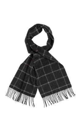 Gray Check Brushed Wool Scarf