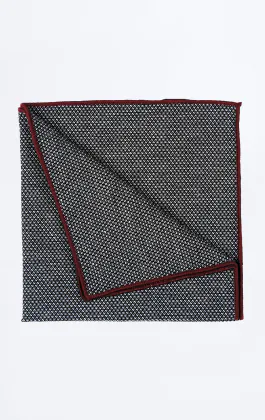 Gray Weave Handkerchief with Burgundy Tipping