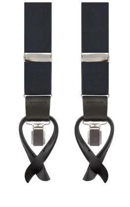 Luxury 2-in-1 Navy Blue Suspenders - 35mm