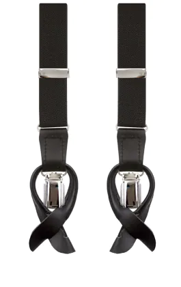 Luxury Slim 2-in-1 Black Suspenders - 25mm