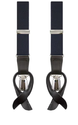 Luxury Slim 2-in-1 Navy Blue Suspenders - 25mm