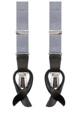 Luxury Slim 2-in-1 Silver Suspenders - 25mm