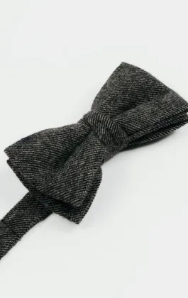 Gray Twill Tweed Bow Tie