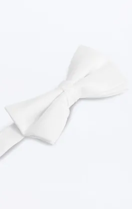 White Poly Bow Tie (Pre-Tied & Self-Tie)