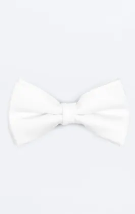 White Poly Bow Tie (Pre-Tied & Self-Tie)