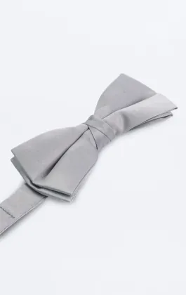 Silver Poly Bow Tie (Pre-Tied & Self-Tie)
