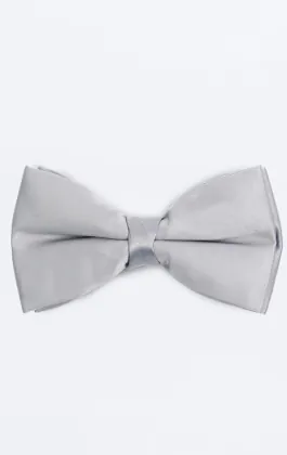 Silver Poly Bow Tie (Pre-Tied & Self-Tie)