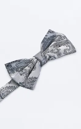 Gray Paisley Bow Tie