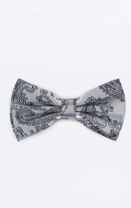 Gray Paisley Bow Tie