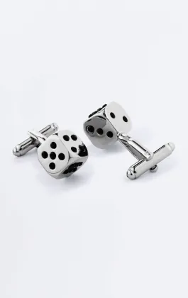 Silver Style Dice Cufflinks