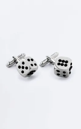Silver Style Dice Cufflinks