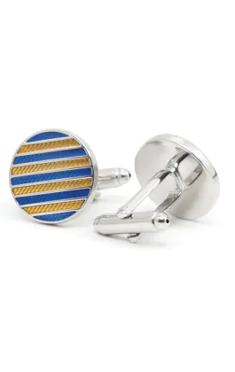 Blue and Gold Striped Cufflinks