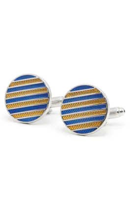 Blue and Gold Striped Cufflinks