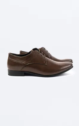 Dark Brown Plain Derby Shoes