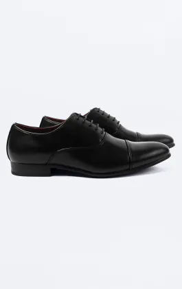 Black Plain Oxford Toecap Shoes