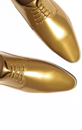 Gold Patent Contemporary Tuxedo Shoes