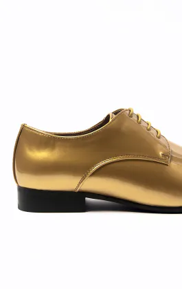 Gold Patent Contemporary Tuxedo Shoes