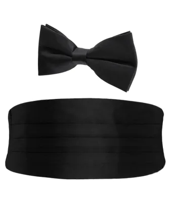 Boys Black Cummerbund & Bow Tie Set