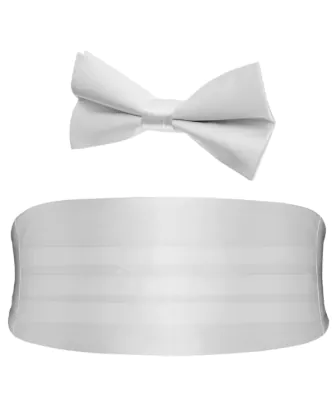 Boys White Cummerbund & Bow Tie Set