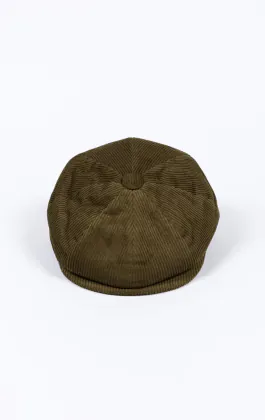 Olive Green Corduroy Newsboy Cap