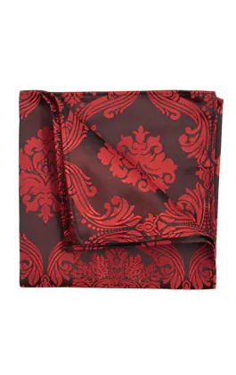 Red Victorian Patterned Jacquard Handkerchief