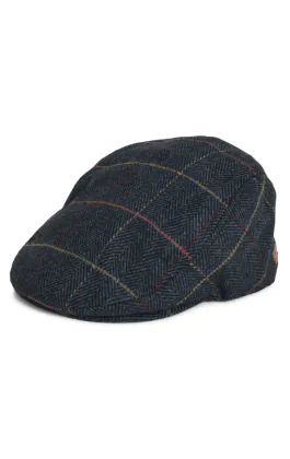 Dark Blue Check Tweed Flat Cap
