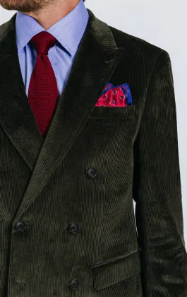 Double Breasted Green Corduroy Jacket