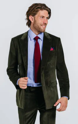 Double Breasted Green Corduroy Jacket