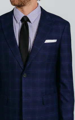 Navy with Blue Overcheck Suit Jacket