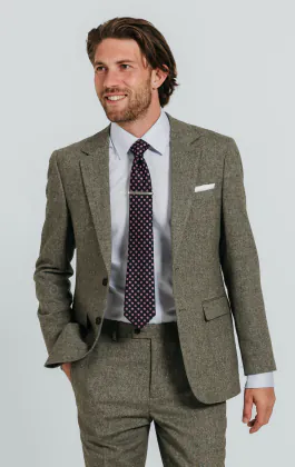 Sage Green Herringbone Tweed Suit